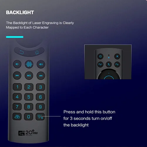 Vista 4 de G20BTS Plus Wireless Bluetooth 5.0 Control remoto retroiluminado por voz Soporte 2.4G Giroscopio USB IR Learning Control remoto para Android TV Box
