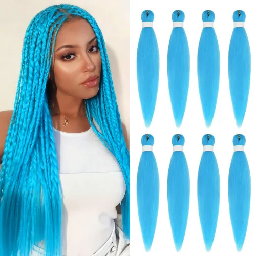 Vista 108 de 8 paquetes de extensiones preestiradas - 16 pulgadas de cabello trenzado premium, 55G/paquete, sin picazón, fijación en agua caliente, textura Perm