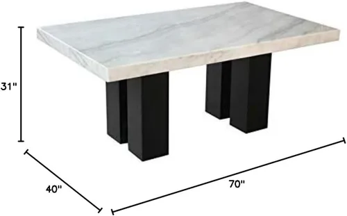 Vista 3 de Steve Silver Mesa de comedor rectangular de mármol blanco Camila