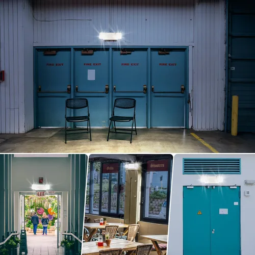 Vista 6 de Luz de emergencia LED con batería de respaldo, dos luces de salida de emergencia ajustables de cabeza cuadrada para fallos de energía del hogar