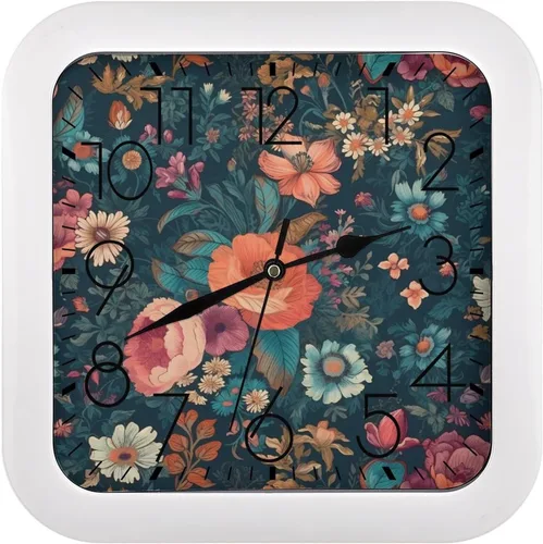 Vista 12 de 10" Square Modern Wall Clock,Art Chicken Animal Painting Print Kitchen Clocks Wall Battery Operated,Silent Non Ticking Unique Funny Cute Wall Clock