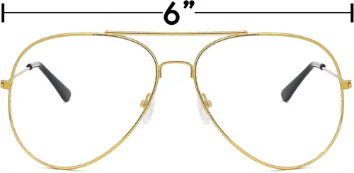 Vista 5 de Skeleteen Lentes transparentes para disfraz de lente Gafas de sol transparentes estilo aviador de los años 70 con borde de alambre dorado