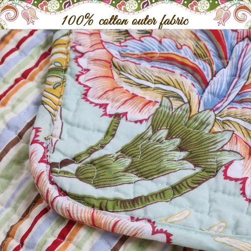 Vista 8 de Cozy Line Home Fashions Blooming Rojo Blanco Floral 100% Algodón Reversible Edredón Juego de Ropa de Cama, Colcha Cubrecama
