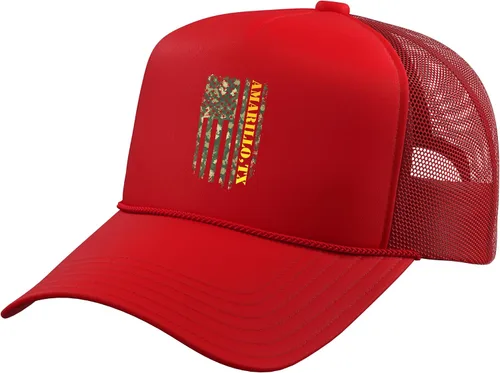 Vista 9 de Amarillo Texas Camouflage USA Flag Trucker Hat with Adjustable Mesh Back