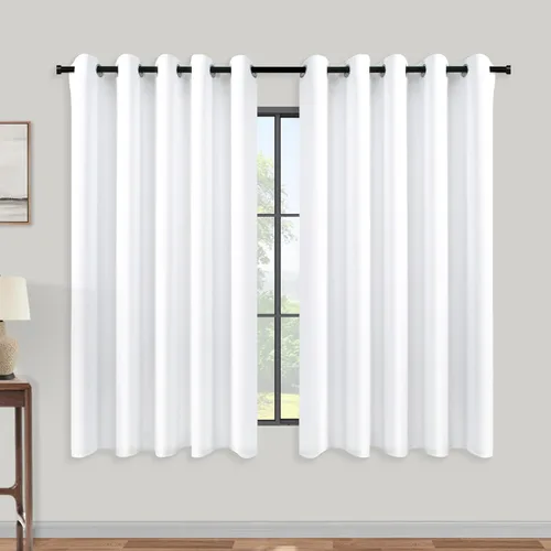 Vista 11 de KOUFALL Cortinas de Baño Aqua para Ventana, Juego de 2 Paneles Decoración Costera Cortinas Cortas Opacas para Ventana Pequeña de Cocina Puerta