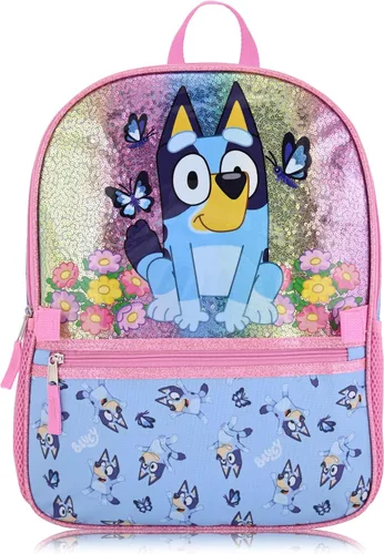 Vista 3 de Mochila Bluey con lonchera para niños, bolsa escolar de 16 pulgadas Azul
