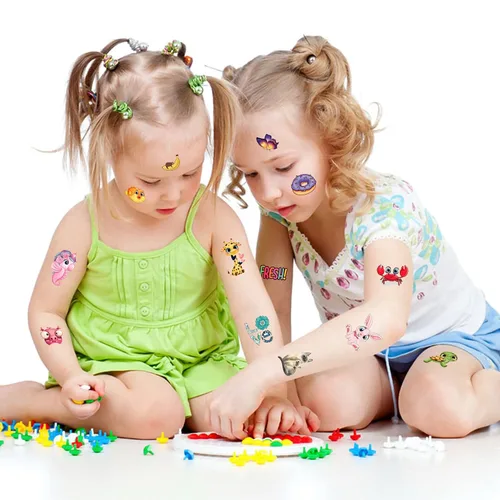 Vista 7 de Aresvns Paquete económico de tatuajes temporales para niños, más de 1000 piezas de tatuajes falsos lindos para niños y niñas, suministros de fiesta