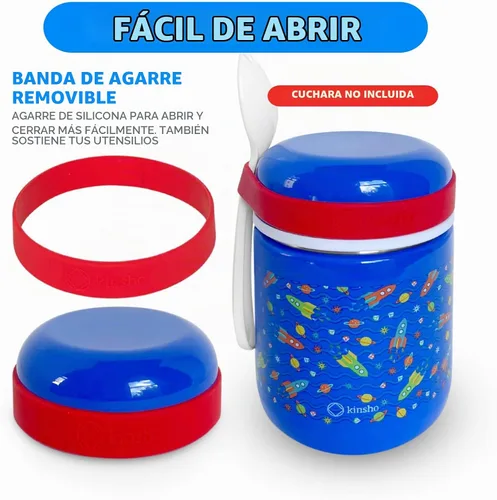 Vista 6 de Termo para comida caliente, tarro de boca ancha aislado de acero inoxidable para el almuerzo, recipiente de sopa para niños, preescolar, a prueba
