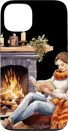 Vista 7 de iPhone 16 Book Reading In Fireplace Reader Bookworm Girls Women Case