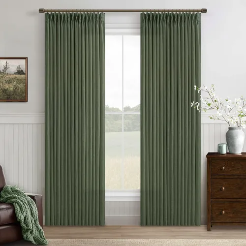 Vista 12 de TWODRAPES Cortinas de Lino Plisadas con Pinza Beige Blancas de 54 Pulgadas de Largo 2 Paneles para Comedor Cocina Dormitorio Plisadas Semi