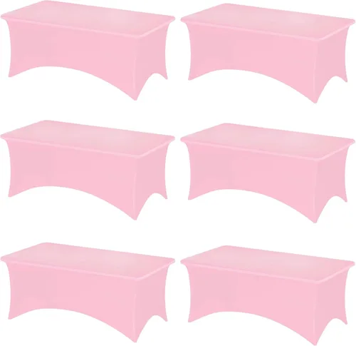 Vista 31 de Fixwal Paquete de 6 Manteles de Mesa Rectangulares, Cubierta de Mesa de 6 Pies, Mantel Blanco Rectangular Ajustado Elástico Rectangular, Cubierta