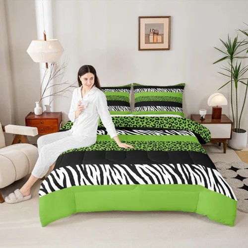 Vista 40 de Juego de edredón con estampado de leopardo para niños, tamaño individual, juego de ropa de cama de moda de piel de guepardo abstracto, decoración
