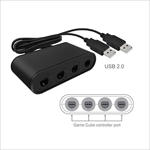Vista 5 de Adaptador Dobe Gamecube para Nintendo Switch Gamecube Controller Adapter y WII U y PC Adapter, compatible con Nintendo Switch, Super Smash Bros
