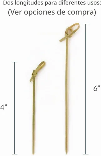 Vista 2 de JapanBargain - Pinchos de bambú con extremo doblado, 4 pulgadas, 100