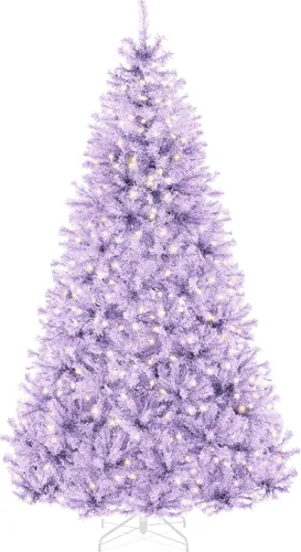 Vista 63 de Best Choice Products Árbol de Navidad azul bebé preiluminado de 6 pies, decoración navideña artificial completa con 947 puntas de rama, 250 luces