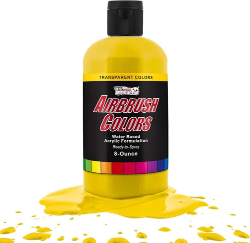 Vista 7 de U.S. Art Supply Pintura acrílica transparente Chartruesse para aerógrafo, 8 onzas, lista para rociar, pintura con pincel de aire para uñas, modelos
