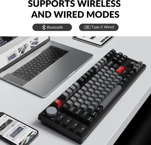 Vista 4 de Keychron Q3 Pro SE Wireless Custom Mechanical Keyboard, QMK Programmable Full Aluminum TKL Layout BluetoothWired RGB with Hot-swappable Keychron K