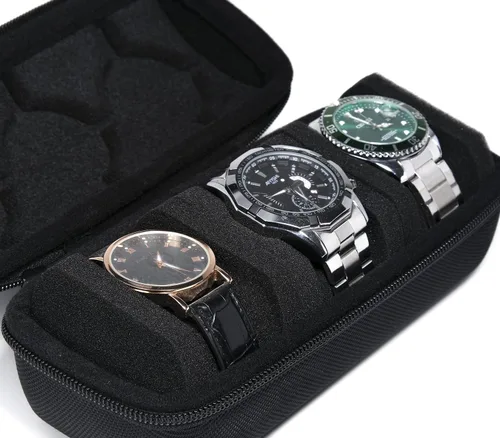 Vista 9 de Funda de viaje rígida de 3 ranuras para reloj, caja de almacenamiento y organizador para hombres y mujeres, con almohada de reloj antimovimiento