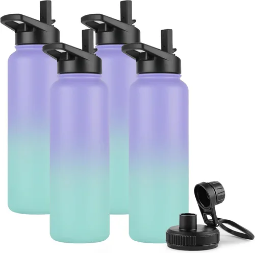 Vista 45 de DOMICARE Botella de agua para niños de 16 onzas para la escuela, de acero inoxidable, con aislamiento al vacío de doble pared, botella de agua
