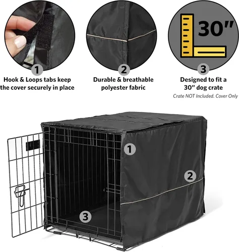 Vista 54 de MidWest Homes for Pets Funda para jaula para perros pequeños con protector de tela Teflon, funda de privacidad de poli-algodón para perrera que se