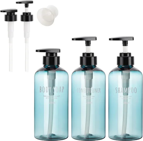Vista 10 de Segbeauty Dispensadores de champú y acondicionador, botellas de bomba recargables de 10 onzas para ducha, 10.1 fl oz, dispensador de champú para Azul