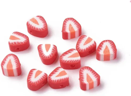 Vista 8 de Cuentas de arcilla polimérica hechas a mano con forma de fruta mixta, cuentas sueltas de color mixto, cuentas espaciadoras para hacer joyas