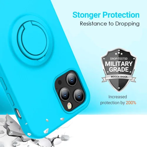 Vista 5 de MOCCA Funda compatible con iPhone 12 Pro Max de 6.7 pulgadas con soporte de anillo Forro de microfibra súper suave Funda protectora antiarañazos