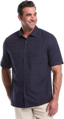 Vista 13 de Cubavera Camisa de manga corta con botones y un bolsillo para hombre Botones Allure/Marrón