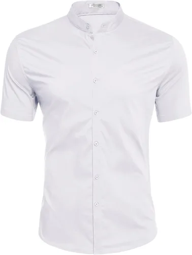 Vista 3 de COOFANDY Muscle Fit Dress Shirts for Men Banded Collar Casual Button Down Shirts