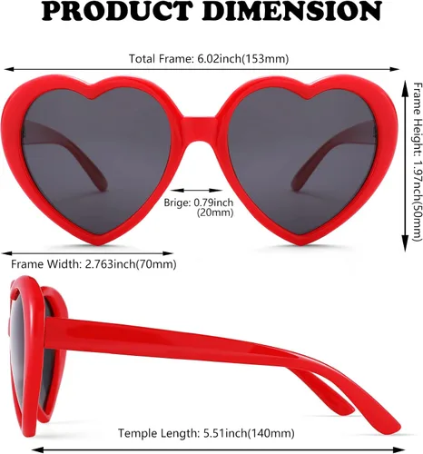 Vista 4 de NULOOQ Gafas de sol polarizadas en forma de corazón para mujer, estilo retro a la moda, marco grande, estilo encantador con protección UV 100%