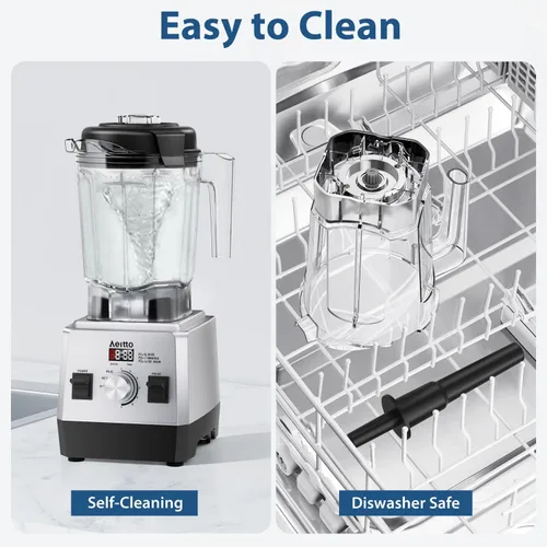 Vista 4 de Aeitto Licuadoras para cocina con 68 onzas de gran capacidad, licuadora de batidos de potencia máxima de 1800 W, 3 programas preestablecidos y 7