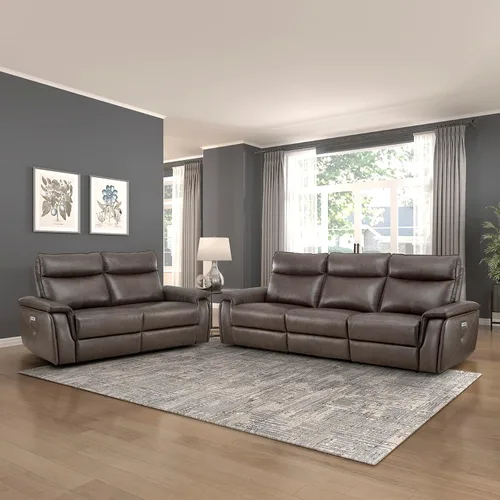 Vista 9 de Lexicon Raelynn Power - Sofá reclinable doble, color marrón oscuro