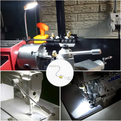 Vista 6 de Luz de máquina de coser LED con cuello de cisne flexible y base de montaje magnético para banco de trabajo, torno y prensa de taladro