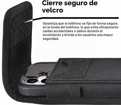 Vista 6 de Funda para teléfono celular ykooe con clip para cinturón y tarjetero Negro