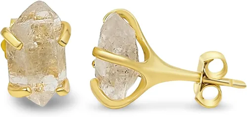 Vista 29 de Aretes de piedra preciosa natural en bruto con oro amarillo sobre plata de ley 925, 6 a 0.276 in, regalo de piedra de nacimiento de calidad genuina