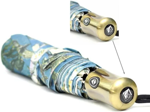 Vista 2 de GLODEALS - Paraguas automático de pintura al óleo paraguas plegable automático anti rayos UV protección solar sombrilla para lluvia y sol para mujer