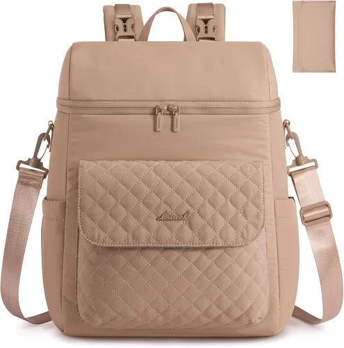 Vista 8 de LOVEVOOK Mochila para pañales, bolsa de bebé 3 en 1 con cambiador y correas desmontables, mochila grande para pañales para mamá papá con hebillas