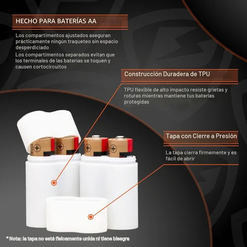 Vista 2 de Funda delgada para pilas AA, material suave y duradero - Paquete de 2 (soporta 2 baterías)