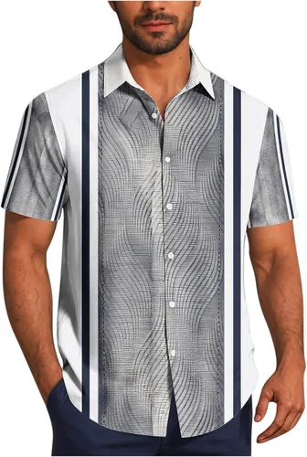 Vista 7 de Camisas de guayabera cubana para hombre, camisas casuales de manga corta con botones, camisas de playa para vacaciones de verano, camisetas mexicanas