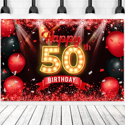 Vista 30 de Cartel de feliz cumpleaños 10 años, fondo rojo y negro, decoraciones de cumpleaños para niñas y niños de 10 años, artículos de fotografía