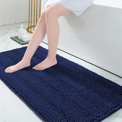Vista 34 de Grandaily Alfombras de baño de felpilla a rayas de 24 x 16 pulgadas, extra gruesas y suaves, absorbentes, parte trasera de goma, alfombra de ducha