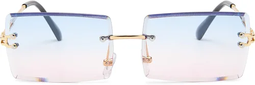 Vista 98 de Gafas de sol rectangulares para hombres/mujeres, gafas de sol pequeñas sin montura cuadrada