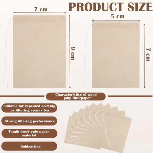 Vista 2 de Bolsas de té para té de hojas sueltas - Mini bolsas de té vacías, bolsa de filtro desechable, bolsa vacía con cordón biodegradable y compostable