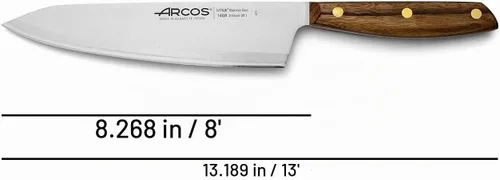Vista 5 de Arcos Nordika Series - Juego de cuchillos profesionales de 3 piezas, cuchillas de acero inoxidable de nitrum de alta precisión, certificado FSC.