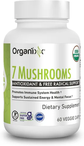 Vista 6 de Organixx USDA Organic Mushroom Supplement, 7 Fermented Mushrooms – Lions Mane, Shiitake, Cordyceps, Turkey Tail, Reishi – for Immune & Digestion