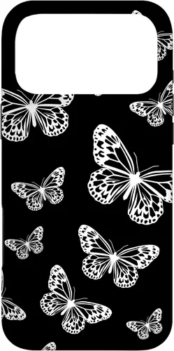 Vista 22 de Cute White Butterflies Black Background Case for iPhone 17