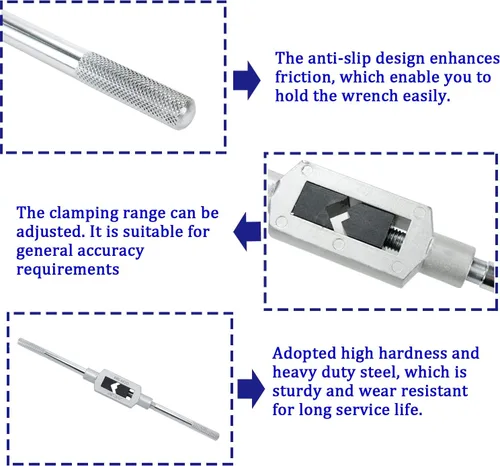 Vista 4 de Bitray Llave de grifo ajustable M6-M20 Escariador Acero Ajustable Llave de mano Herramienta de mano 1/4 pulgadas-3/4 pulgadas Grifos de mano titular