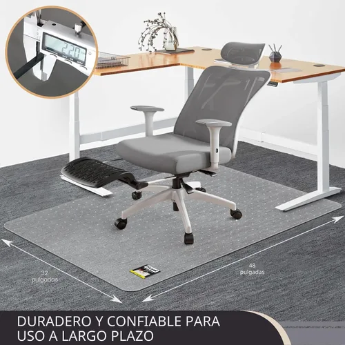 Vista 4 de Alfombrilla para Silla de Oficina Kuyal para Alfombra, 32x48 Transparente de Alta Resistencia, Protector Bajo Escritorio para Pisos Alfombrados
