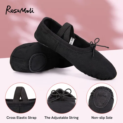 Vista 6 de Zapatillas de ballet de lona para niñas y niños (bebéniño pequeñoniño grande), zapatos de baile de práctica de yoga con suela dividida