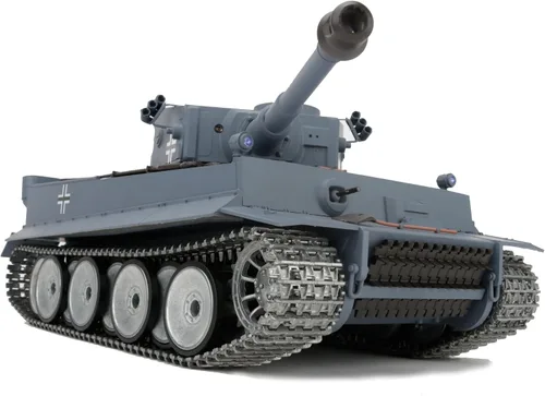Vista 6 de 1/16 2.4ghz Control remoto alemán Tiger I en color gris, modelo de tanque para adultos
